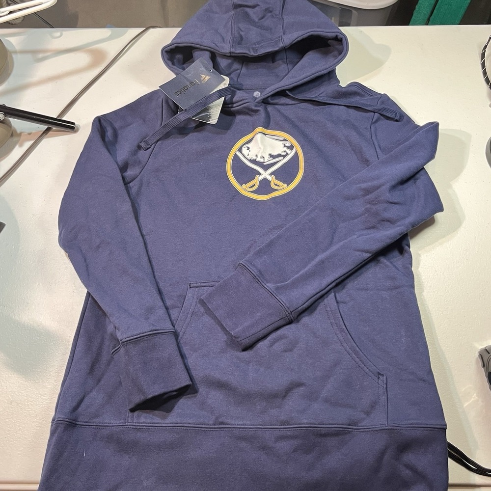 NWT Women's Fanatics Navy Blue Buffalo Sabres Hoodie Retro Logo 26 Dahlin - Picture 2 of 7